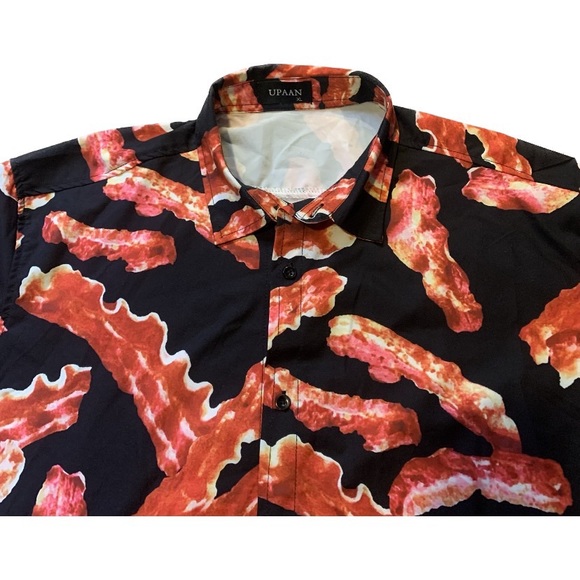 Bacon Hawaiian Shirt | Short Sleeve Button Up - Picture 2 of 3